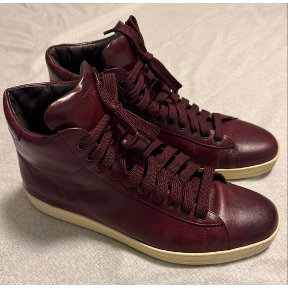 Tom Ford Size 12 Russel High Top Brown Leather Men Used - Picture 1 of 8